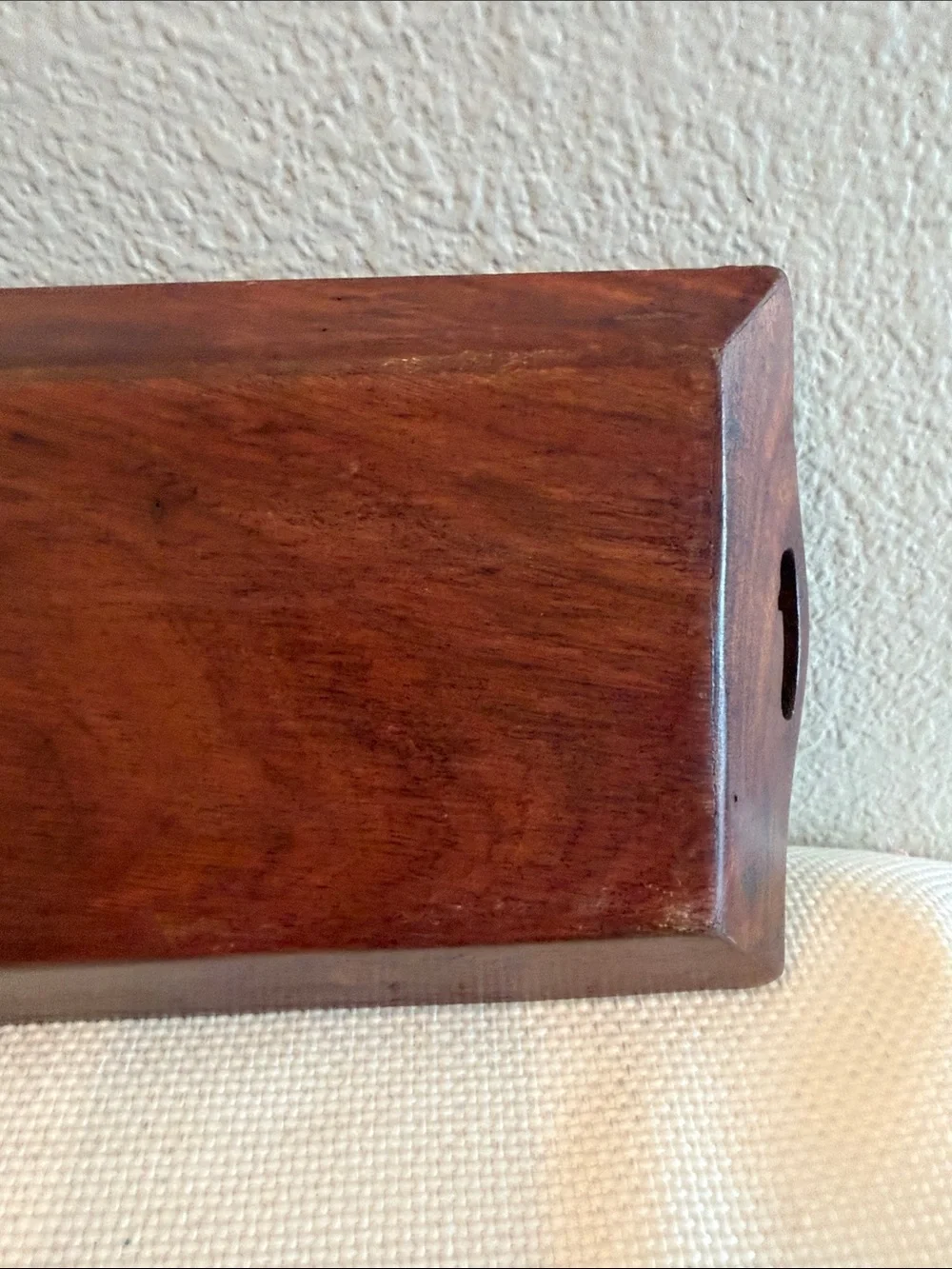 Vintage Indian Hand Carved Wooden Serving Tray w/ Inlay 15.5